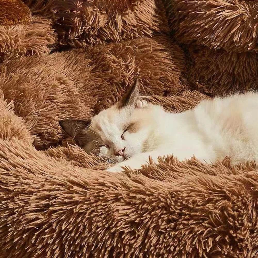 Big Round Plush Paw Sofa Bed with Raised Edges – Dog Cat - (S-XL) - (3 Color Options) - (Luxury Comfort)