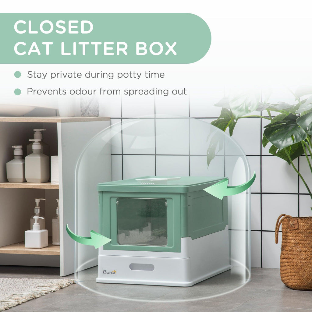 Fully Enclosed Odor Control Litter Box - Cat - (Green)