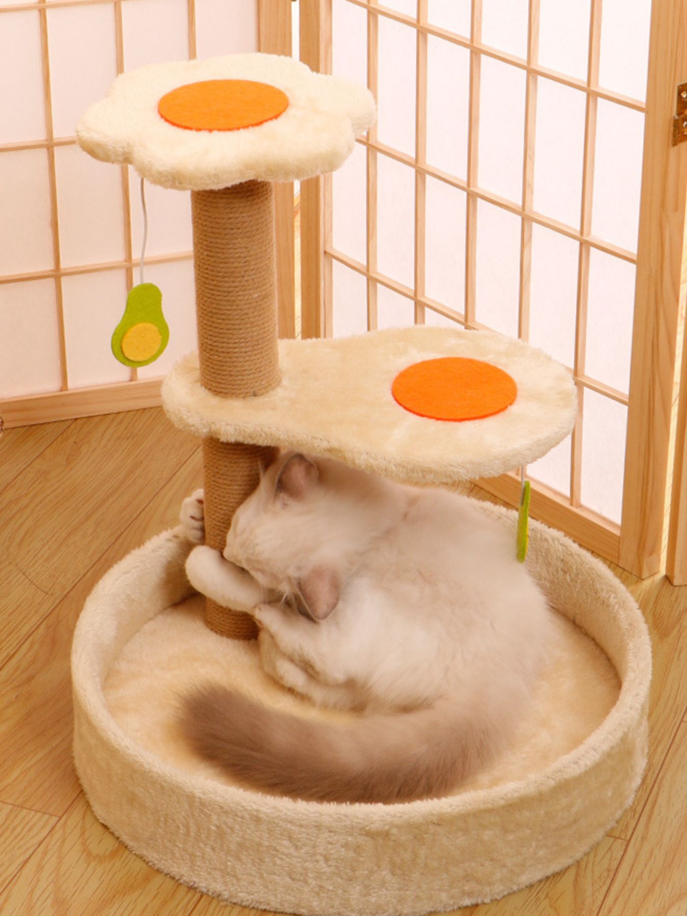Scratching Post with Bed and Toy - Cat - (12 Color/Styles) - (One-Size) - (While Supplies Last)