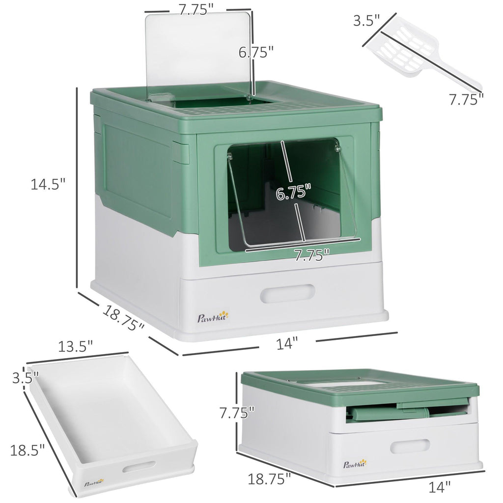 Fully Enclosed Odor Control Litter Box - Cat - (Green)