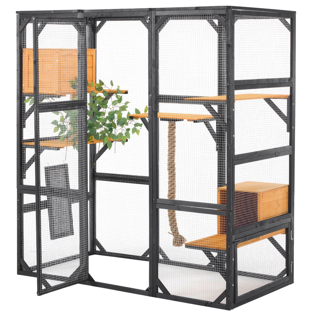 Outdoor Cat House, Diy Cat Enclosure Catio With Double Enter Doors