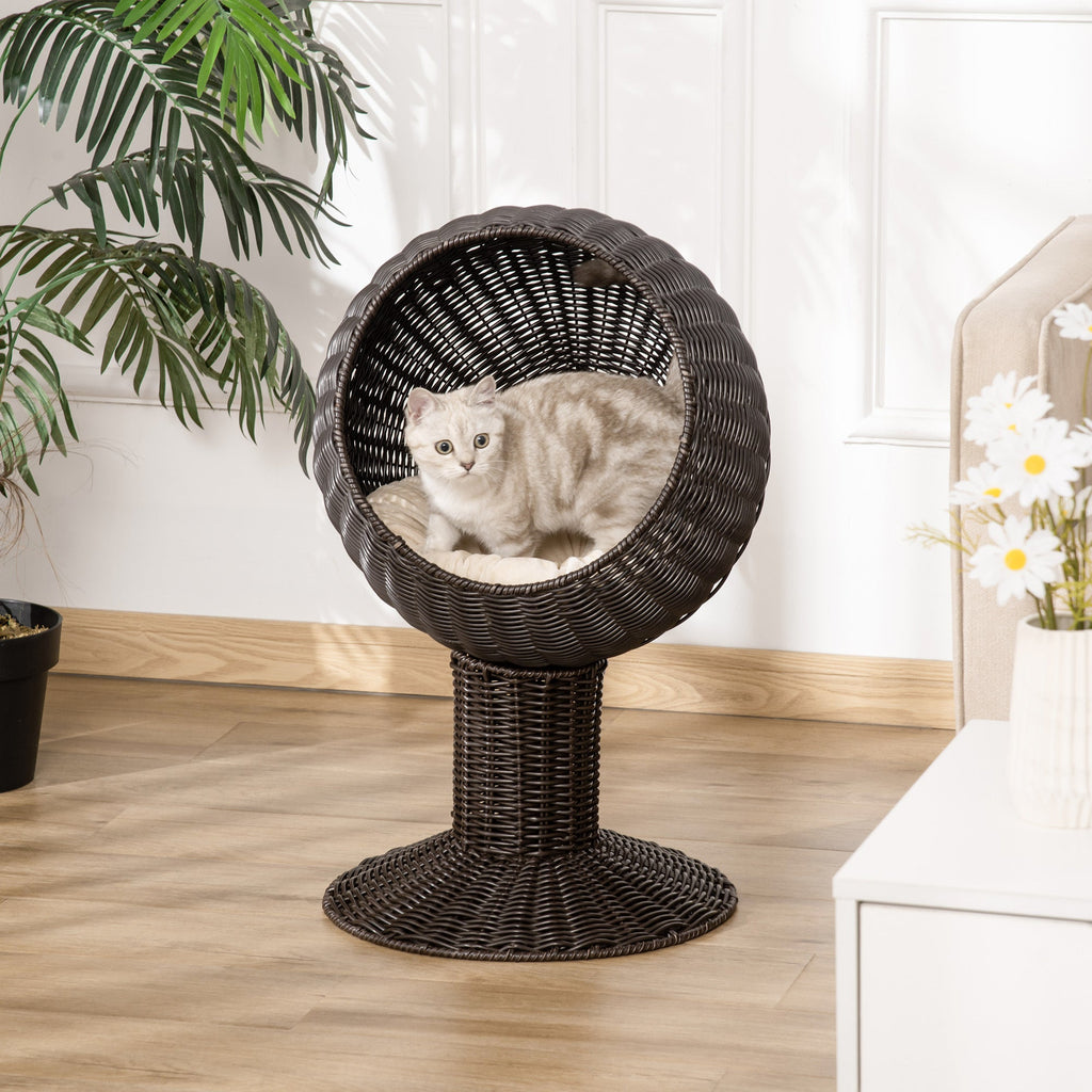 27" Rattan Wicker Elevated House Bed - Cat - (Brown) - (Cushion Included) - (While Supplies Last)