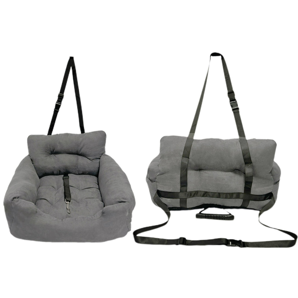 Suede Car Seat and Carrier - Dog - (Dark Grey, and Light Grey)