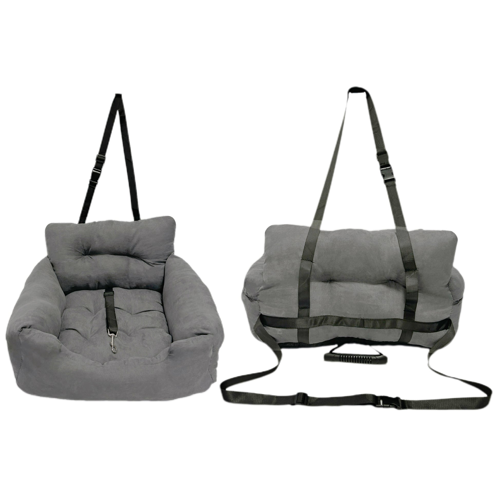 Suede Car Seat and Carrier - Dog - (Dark Grey, and Light Grey)
