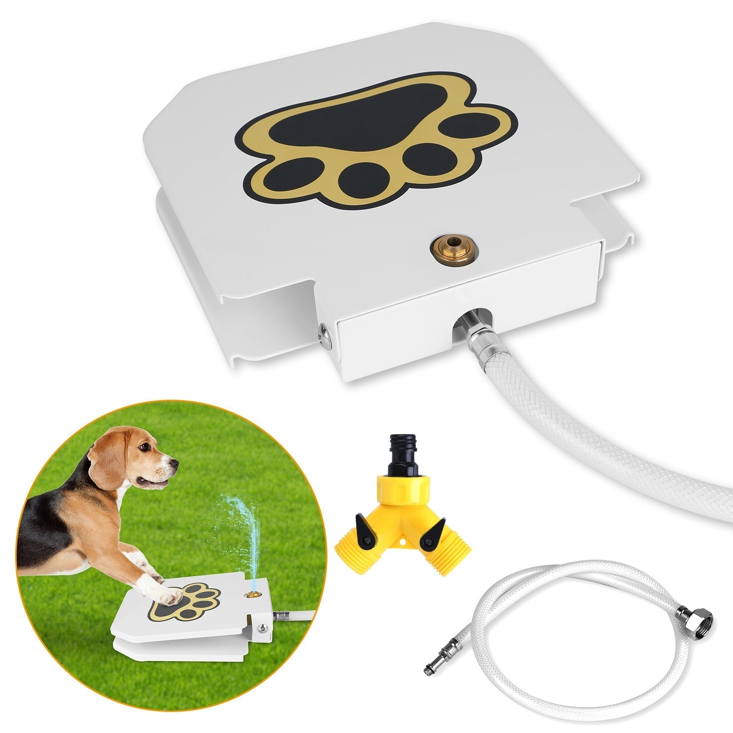 Fresh Water Fountain Sprinkler w/ Interactive Paw Pedal and Valve - Dog - (While Supplies Last)