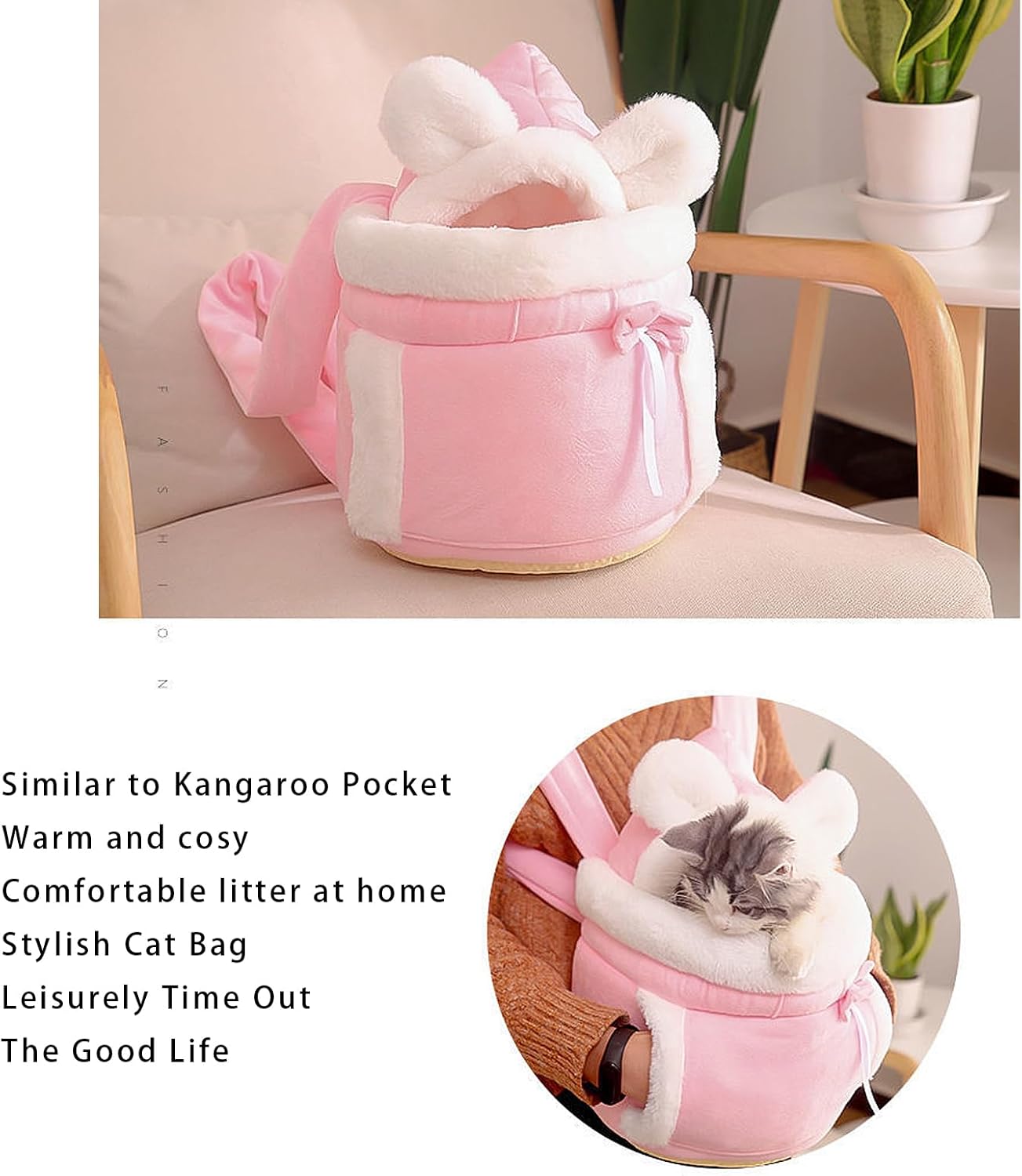 Double Pocket Pet Shoulder Carrier Bag - Dog Cat - (Grey, Pink) - (S,M,L)