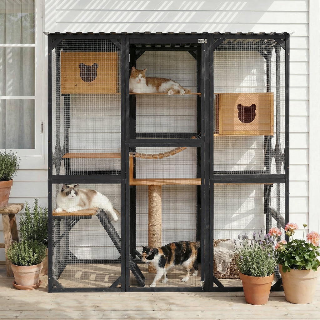 Outdoor Cat Enclosure Fir Wood Catio