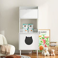 Wood Storage Cabinet, Cat House, and Litter Box Enclosure - Cat - (White) - (Vintage Style)