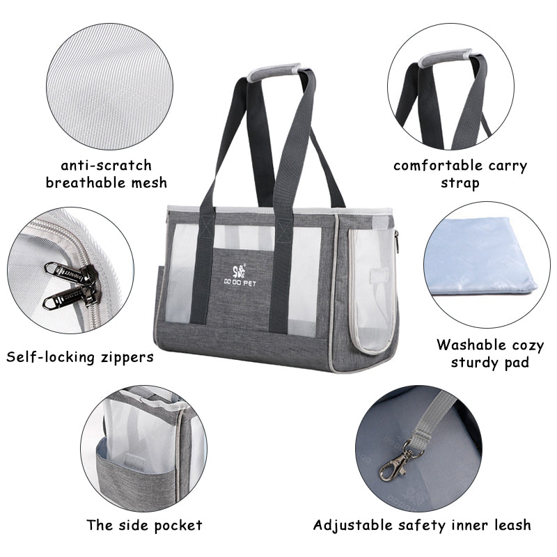 Portable Pet Travel Bag - Dog Cat - 3 Color Options) - (S,L) - (Panoramic Mesh Windows)