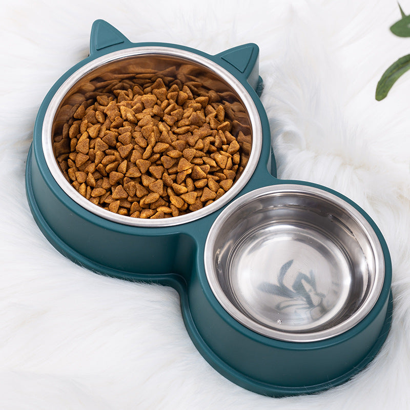 Anti-tumble Dual Cat Ear Food and Water Bowl - (4 Color Options)
