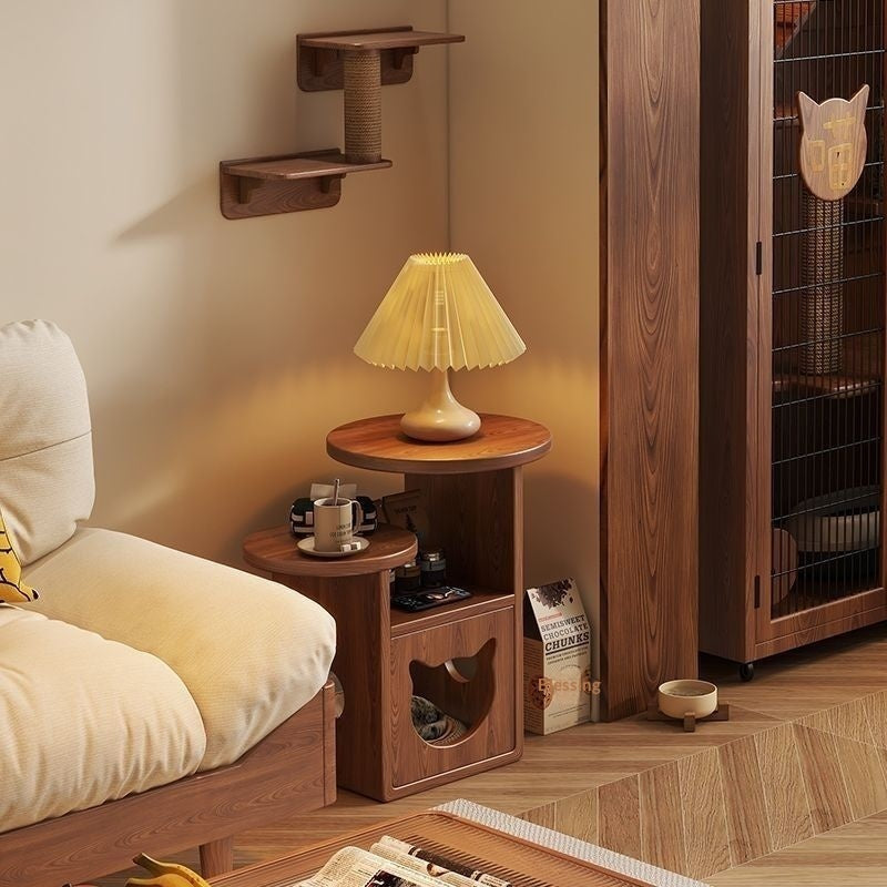 Solid Wood Bedside Night Stand Also Acts as a Cozy House - Cat - (4 Pine Color Options)
