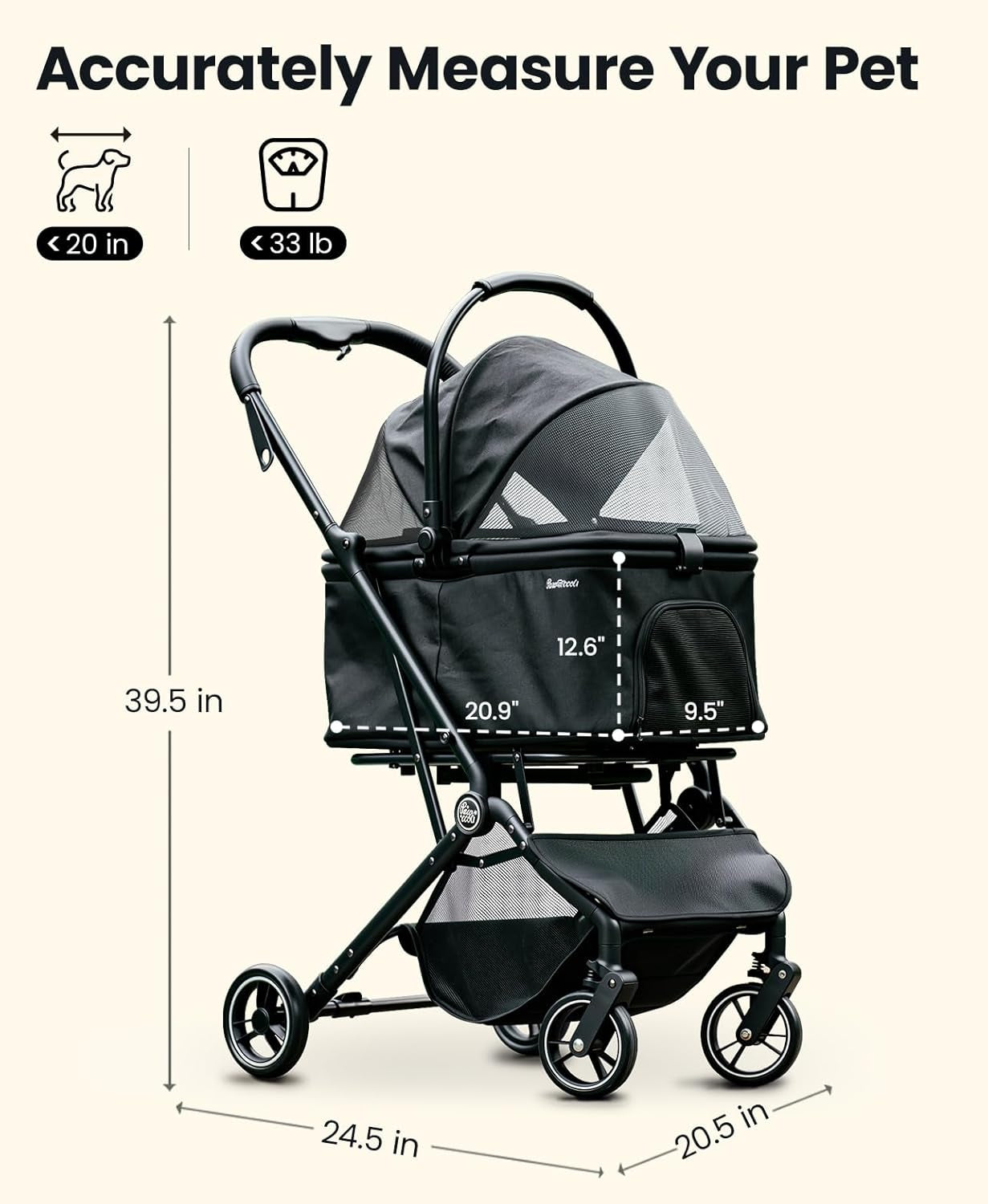 2-in-1 Pet Stroller with a  Pet Carrier Crate - Dog Cat - (Foldable) - (4 Size/4 Style Options) - (Black) - (While Supplies Last)