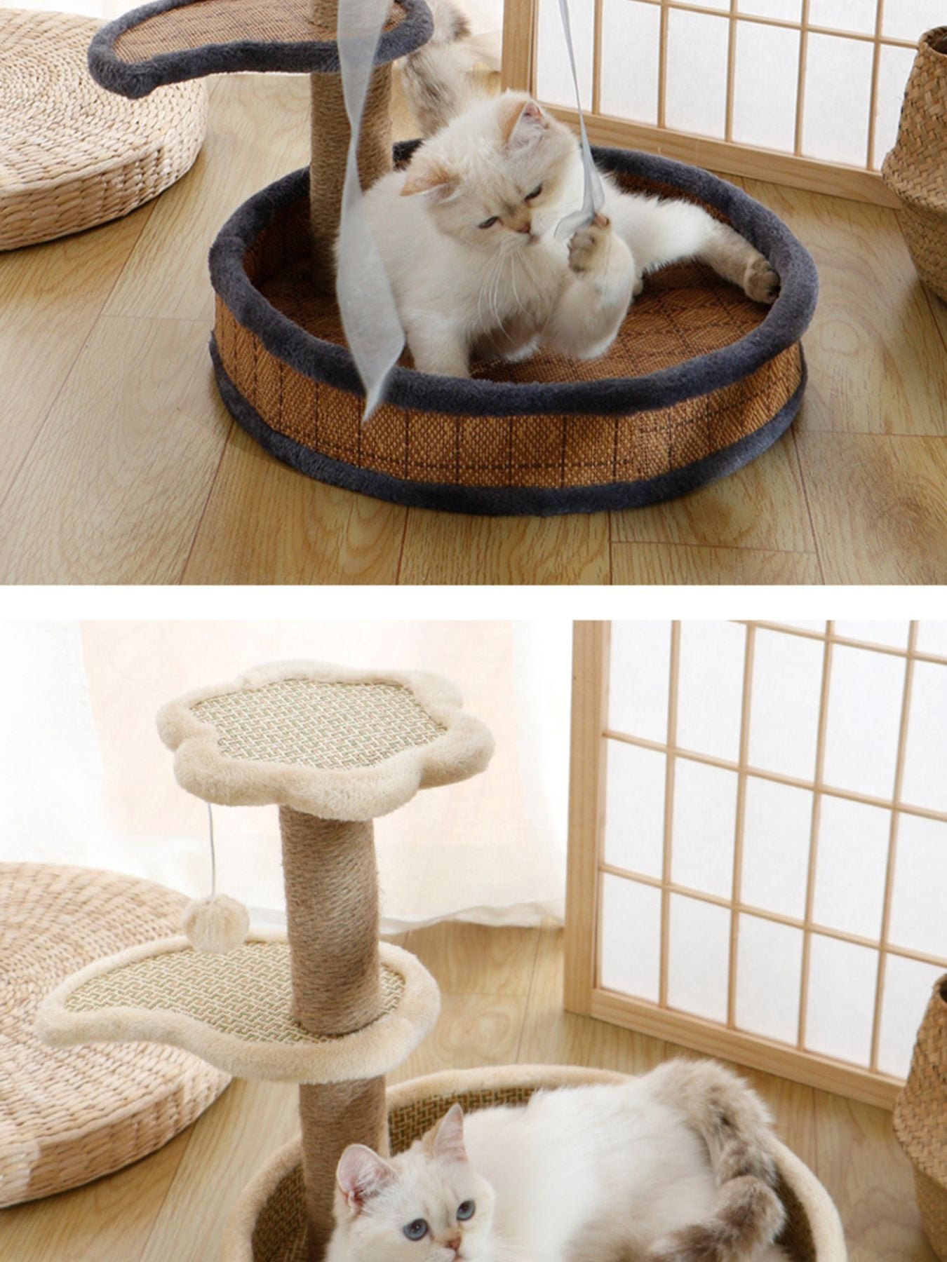 Scratching Post with Bed and Toy - Cat - (12 Color/Styles) - (One-Size) - (While Supplies Last)