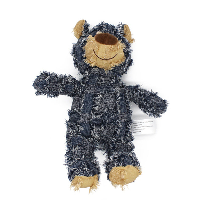 Rag Bear Squeak Toy - Dog - (Interactive Training and Fun) - (3 Color Options)