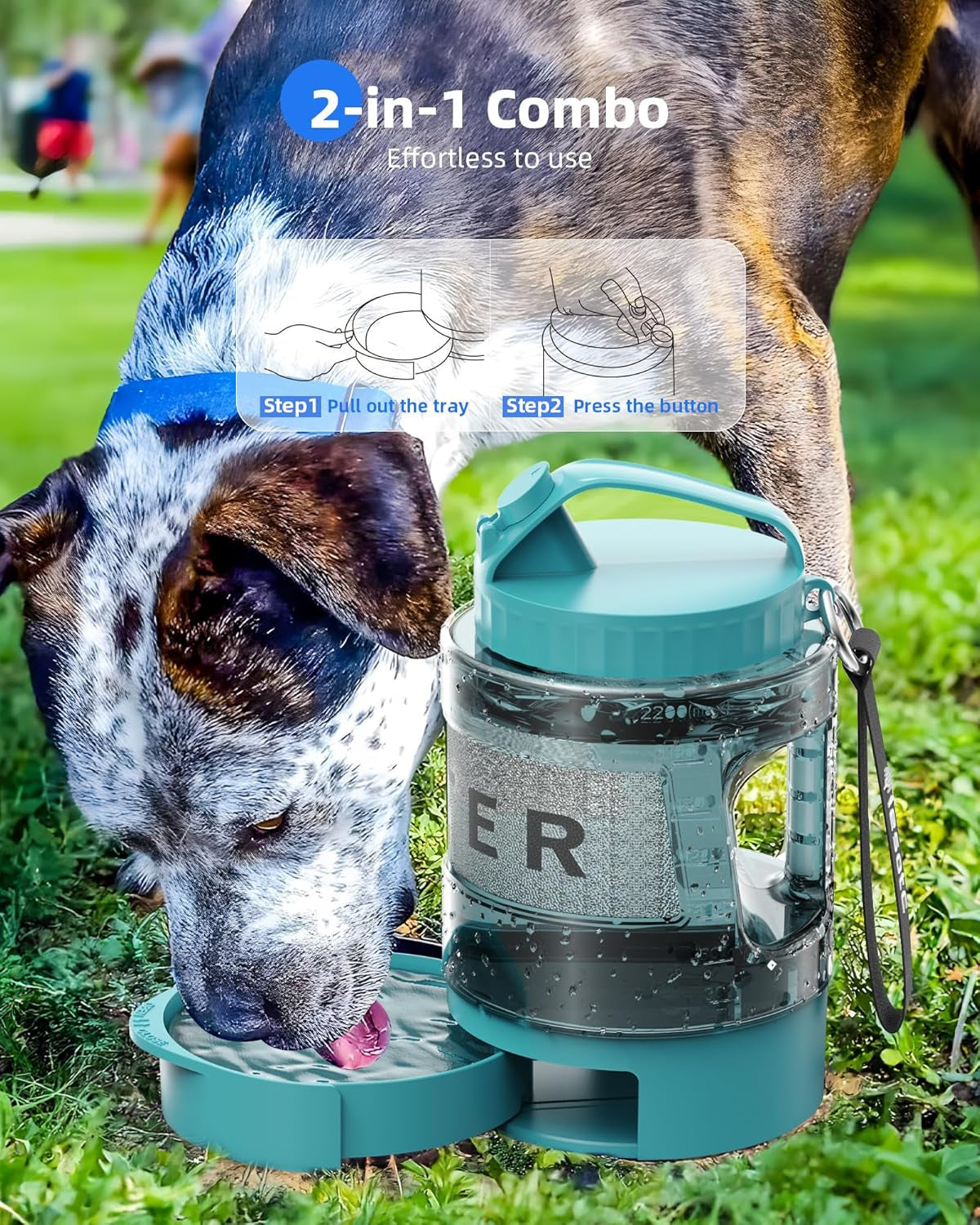Leak Proof Travel Water Bottle with Bowl - Dog - (77oz, 95oz) - (4 Color Options) - (While Supplies Last)