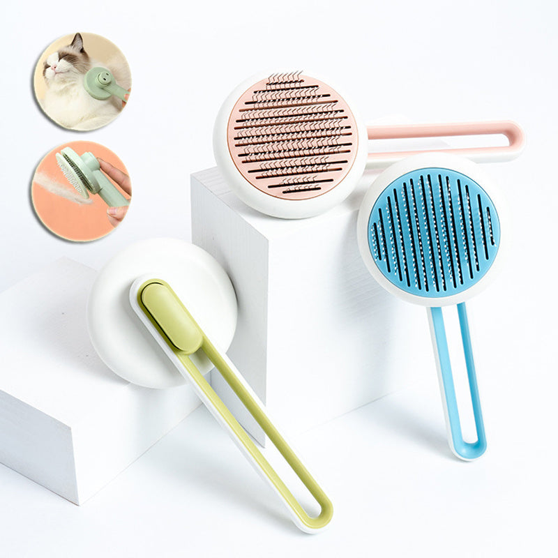 Push Button Grooming Brush  -  Dog Cat  - (Auto- Massage) - (Hair Remover)