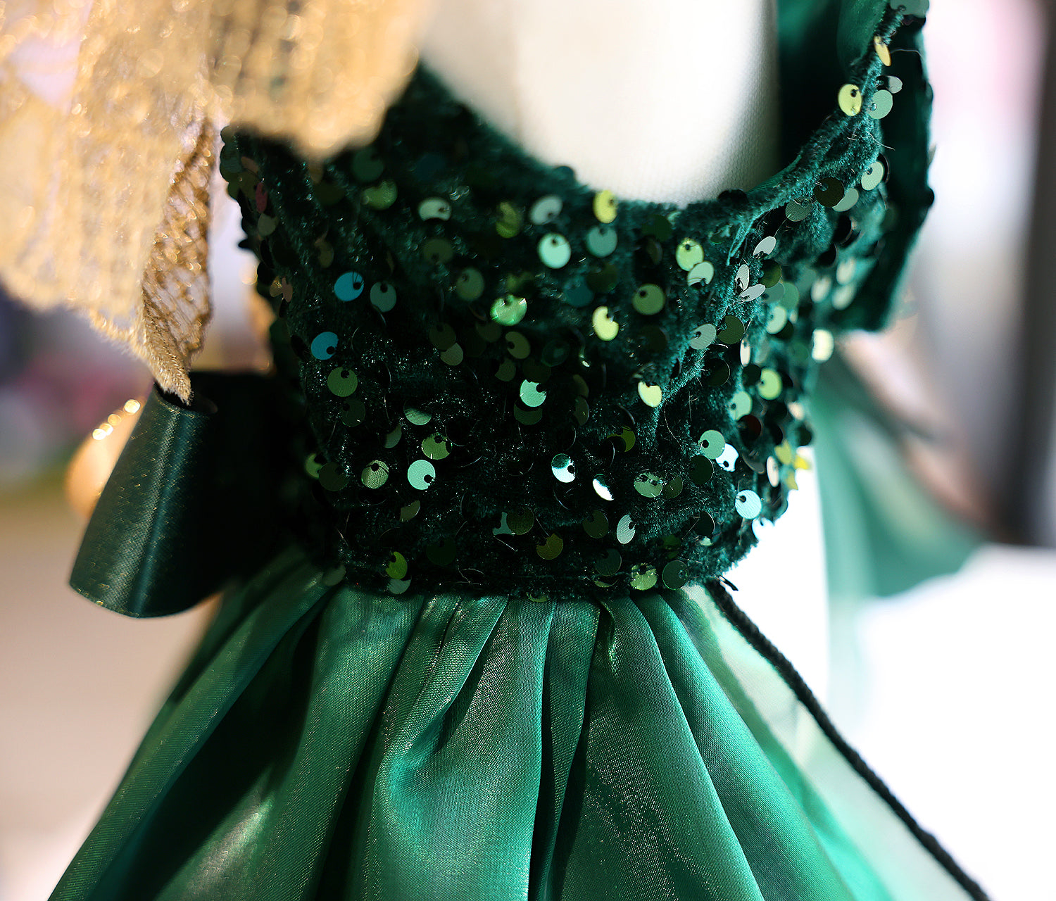 Velvet Pearl and Tulle Dress - Dog (Emerald Green) -(XS-XL) and Customizable - (While Supplies Last)