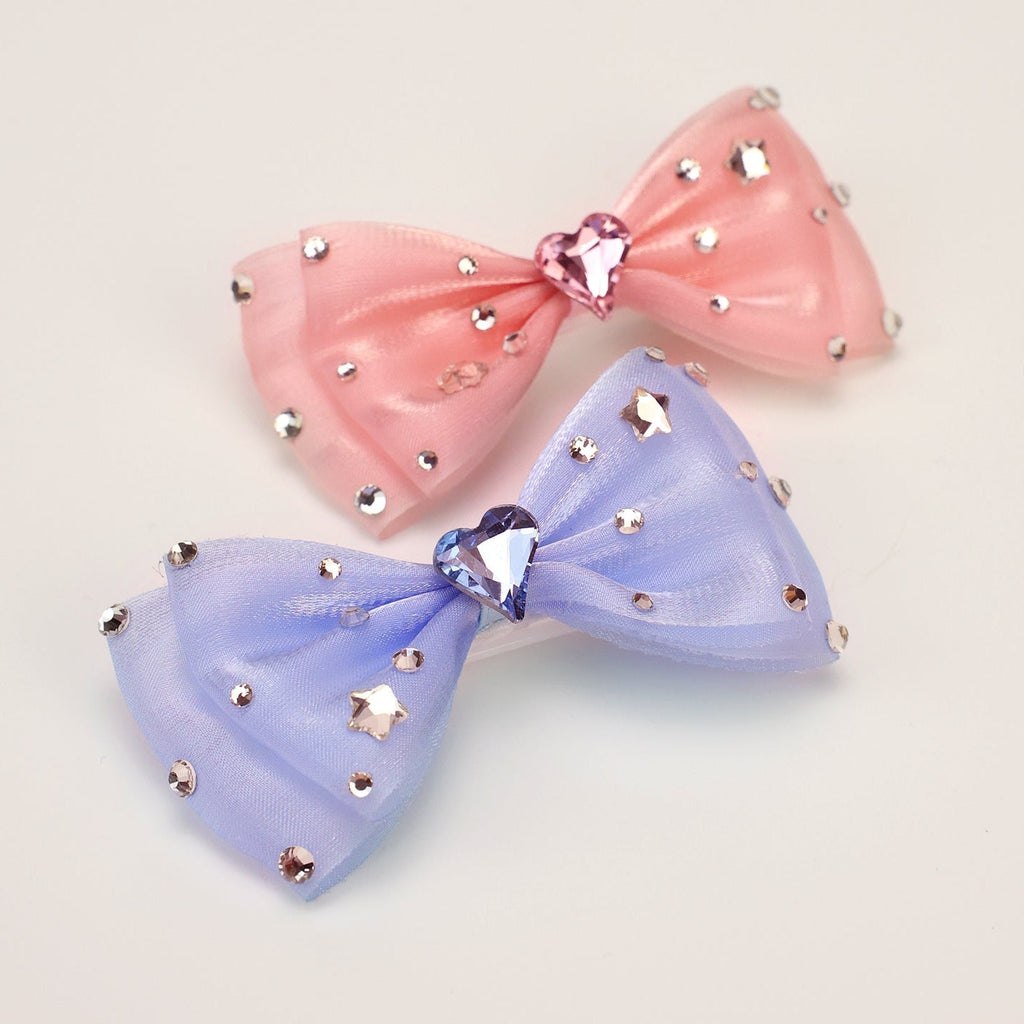 Pet Accessories Rhinestone Heart Bow Hair Clip