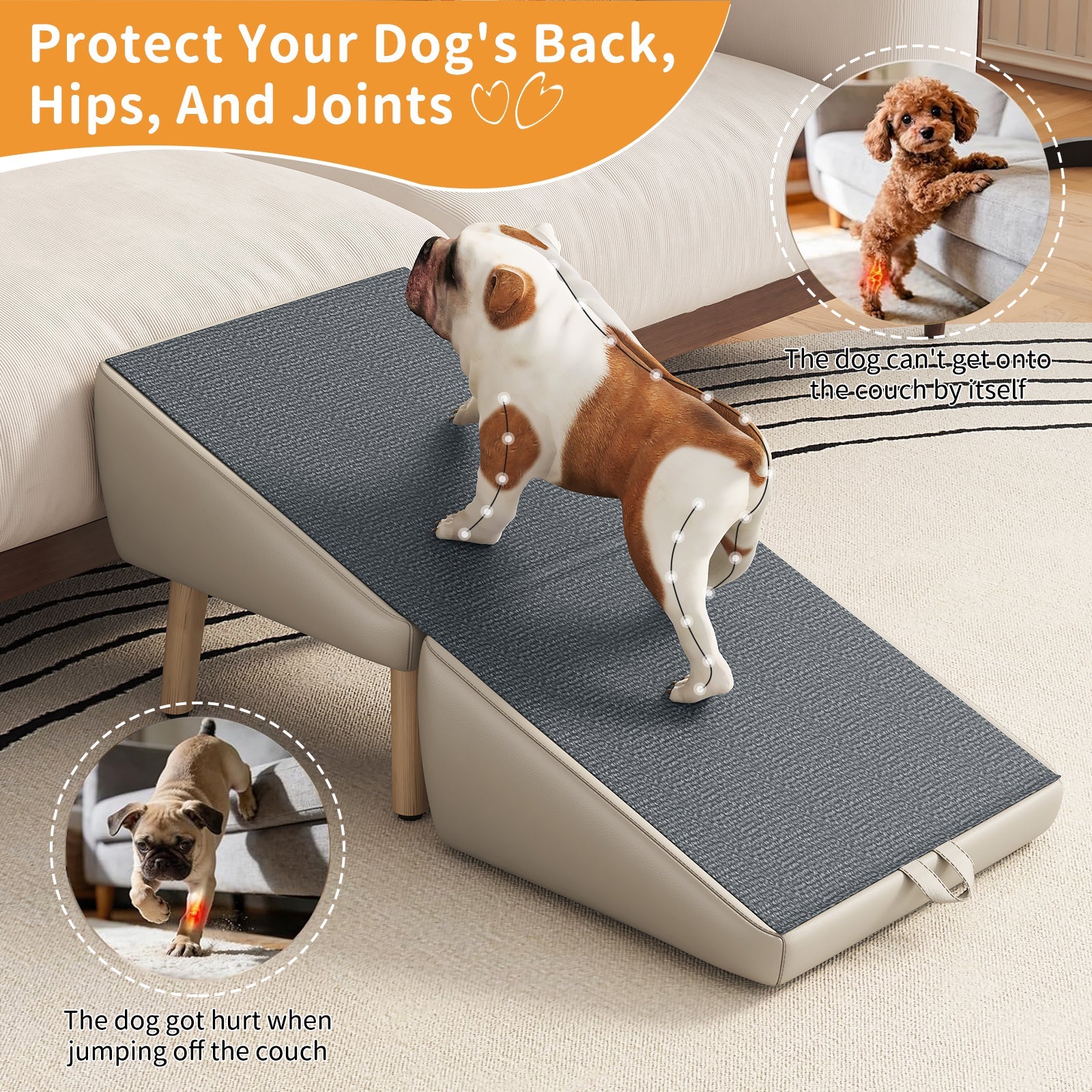 2-in-1  Ramp and Ottoman - Dog Cat - (Solid Wood) - (Non-Slip)- (While Supplies Last)