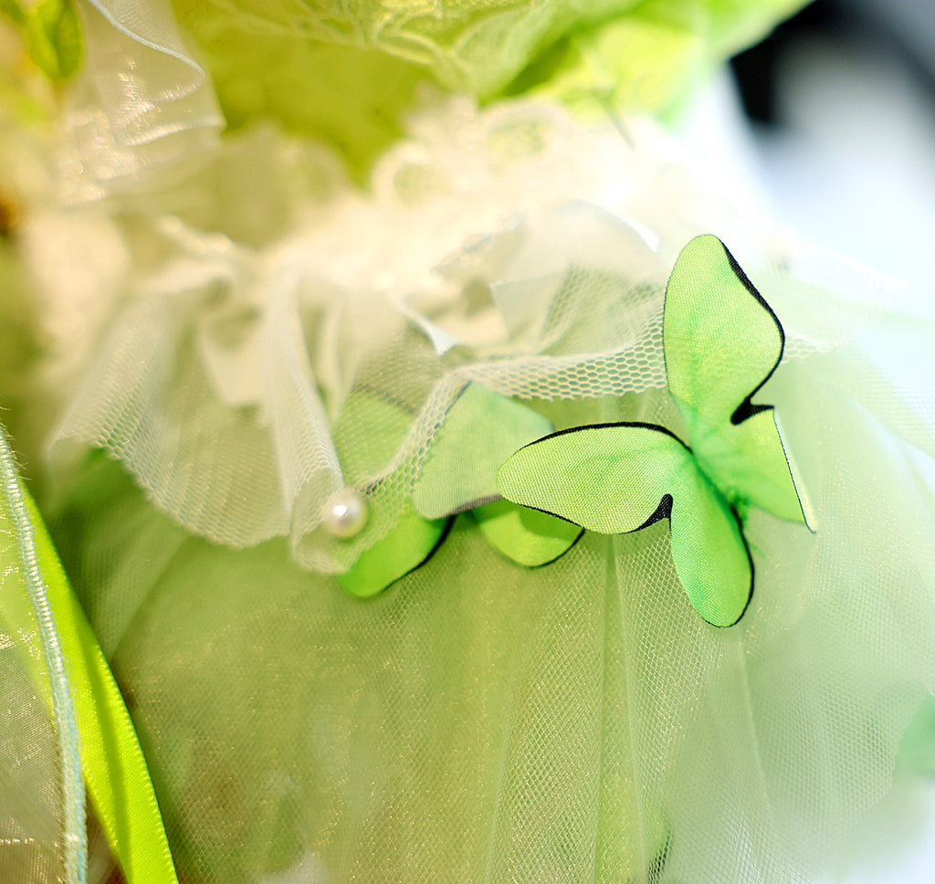 Fairy Tutu Dress with Butterfly & 3D Floral Lace - Dog - (XS-XL) - (Green) - (While Supplies Last)