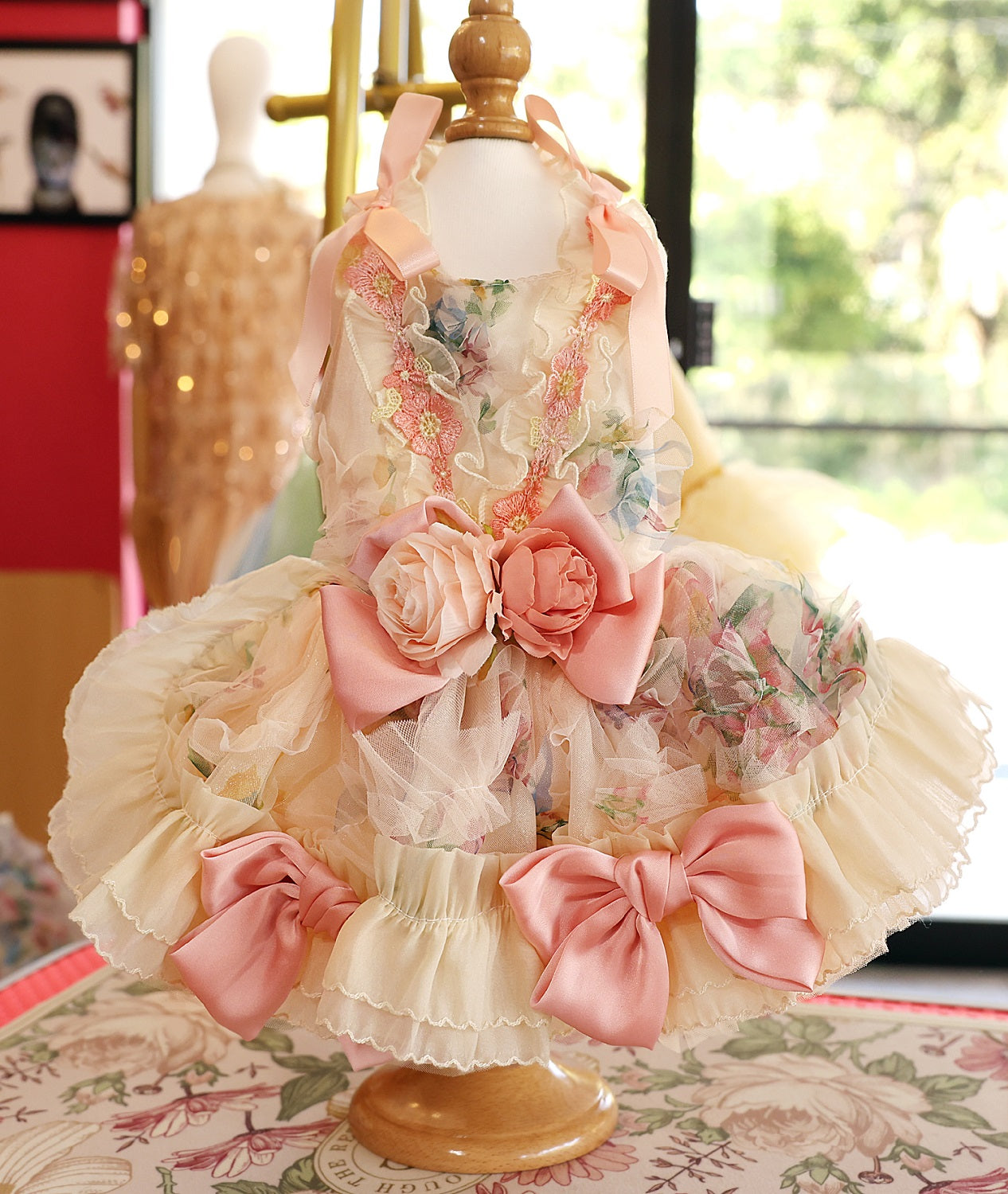 Garden Floral Couture Wedding Gown with Train - Princess Dog - (XS-XL) and Customizable  - (While Supplies Last)