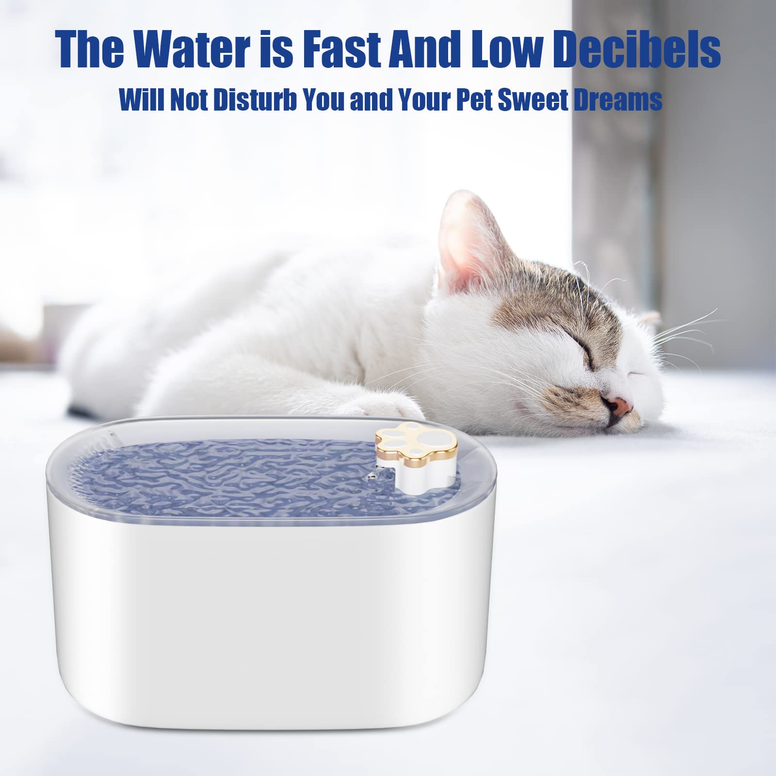 Ultra Quiet Automatic Water Fountain - Dog Cat -  (Blue, White) - (3 L) - (While Supplies Last)