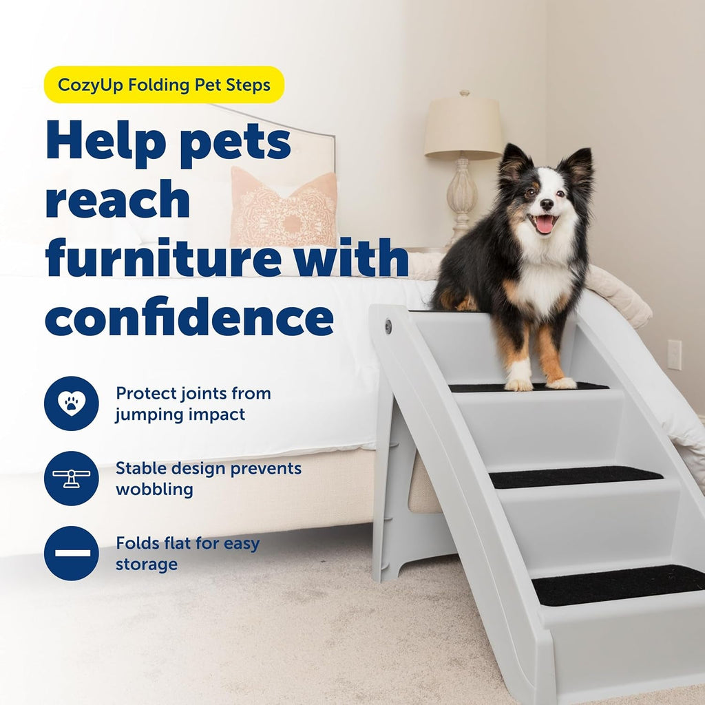Non Slip 4 Steps - Dog - (Foldable and Portable) - (Frisco) - (20" / 25") - (Grey, Tan) - (While Supplies Last)