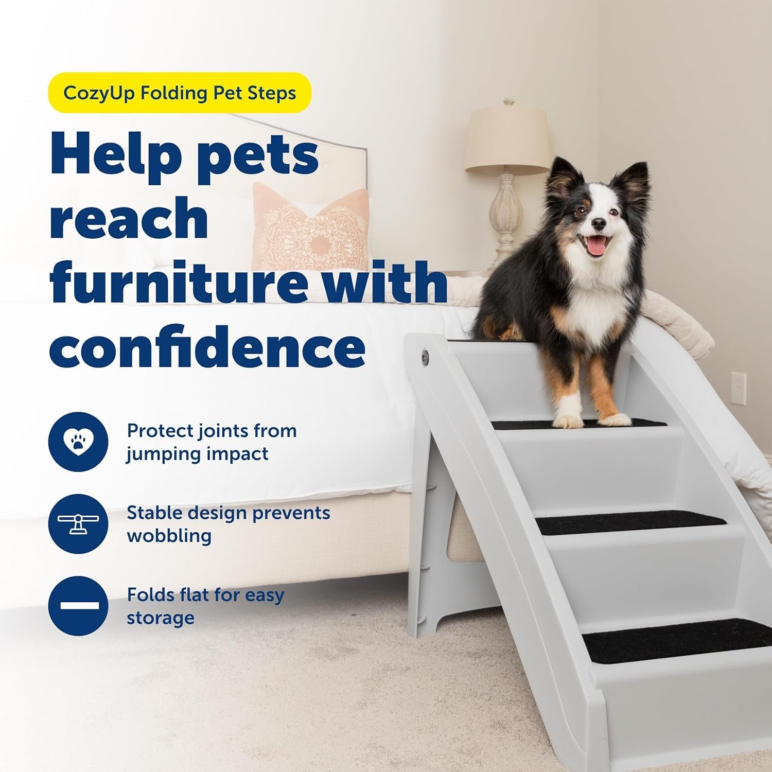 Non Slip 4 Steps - Dog - (Foldable and Portable) - (Frisco) - (20" / 25") - (Grey, Tan) - (While Supplies Last)