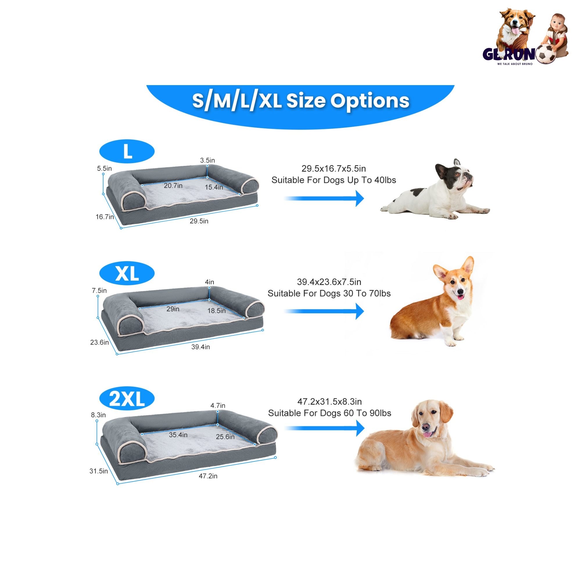 Pet Bed - Dog - ( Cozy and Supportive) -  (L-2XL)     -  (GBruno) - (While Supplies Last)