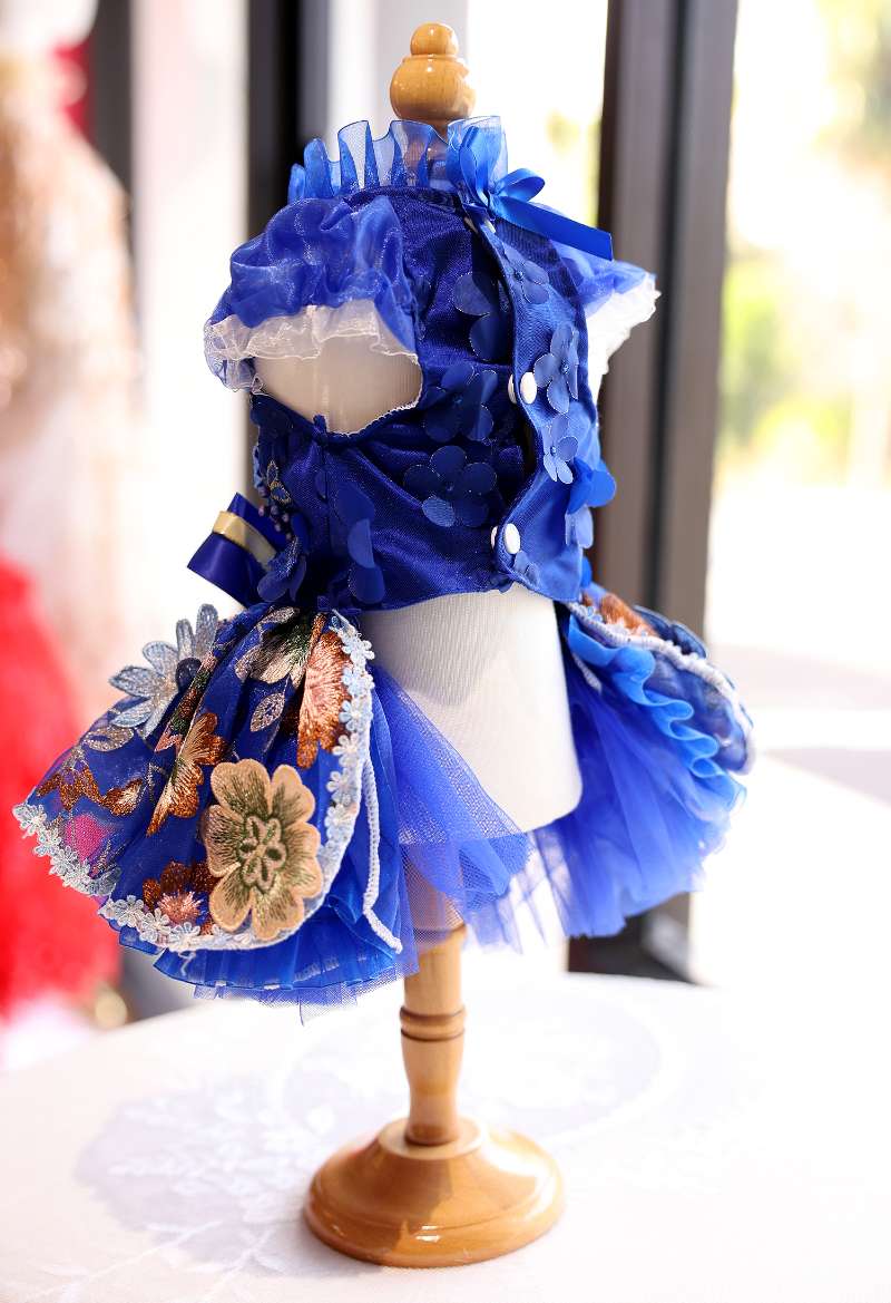 Elegant Floral Blossom Tulle Dress - Dog (Royal Blue) - (XS-XL) and Customizable - (While Supplies Last)