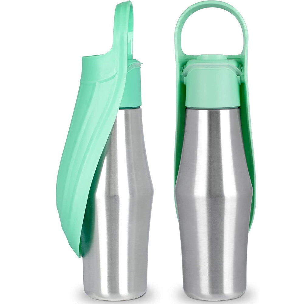Soft Silicone Travel Water Bottle with Feed Bowl - Dog - (6 Color Options)