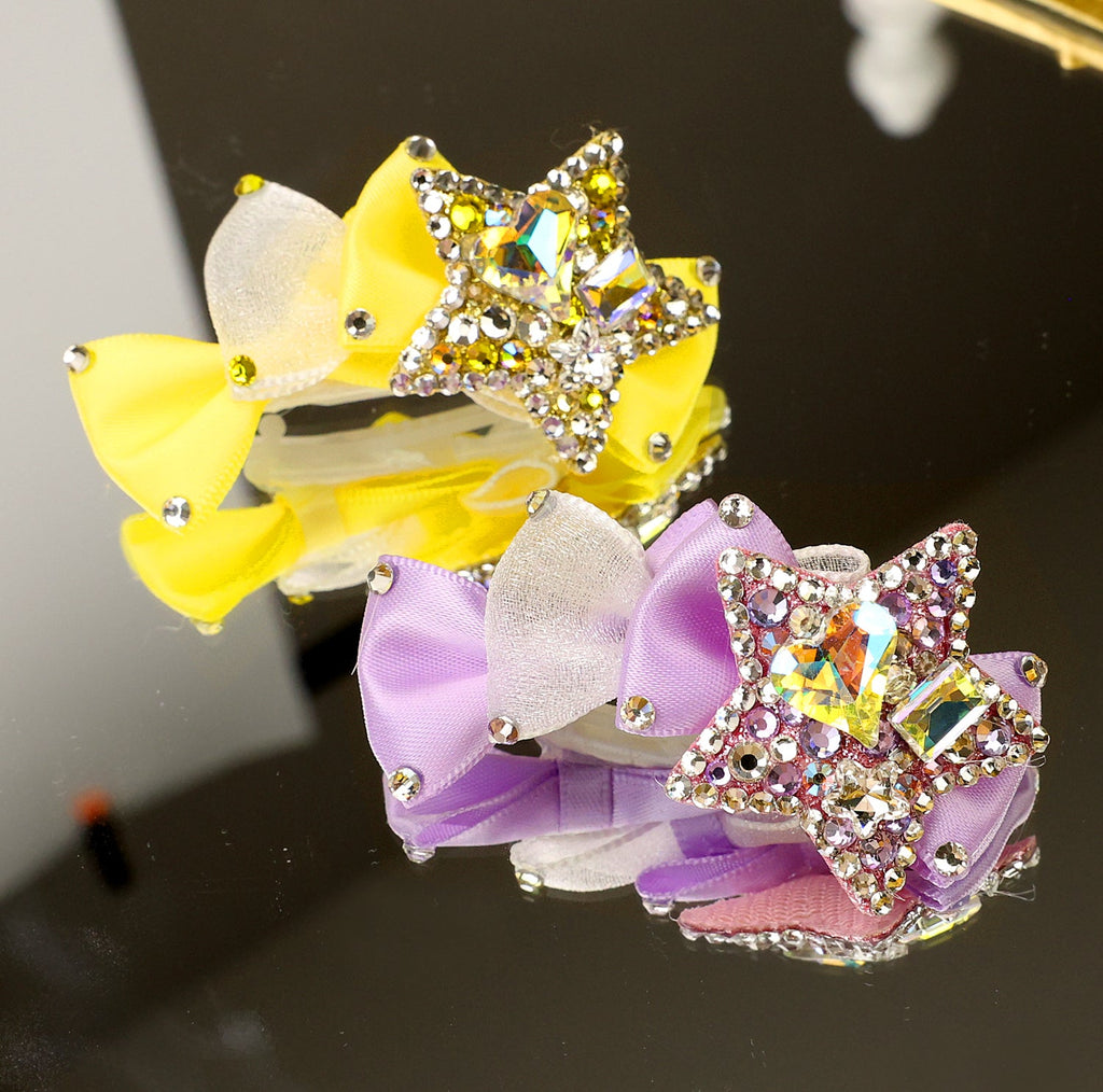 Rhinestone Star Bow Hair Clip - (Yellow, Purple) - Dog Cat - (While Supplies Last)