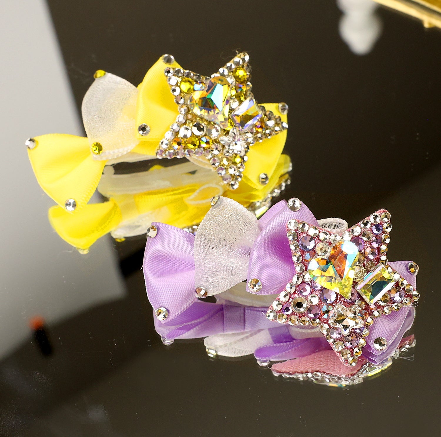Rhinestone Star Bow Hair Clip - (Yellow, Purple) - Dog Cat - (While Supplies Last)