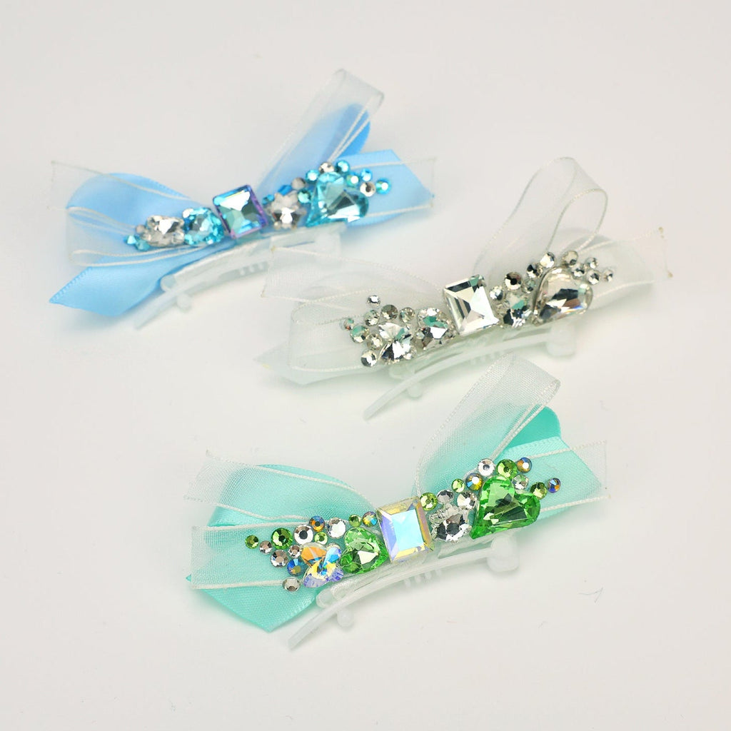 Crystal Ribbon Hair Clip - (3 Colors) - Dog Cat -  (While Supplies Last)