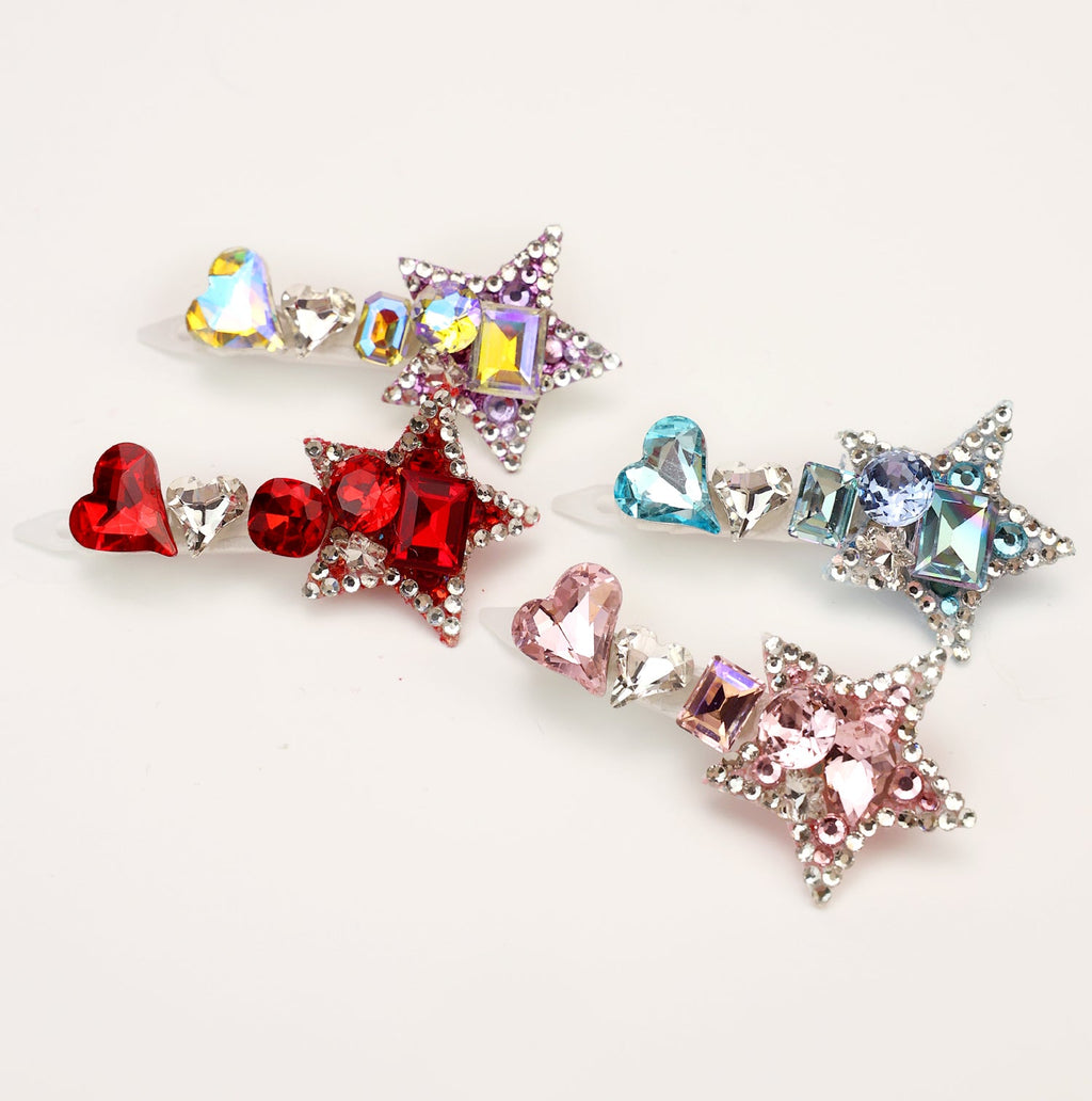 Rhinestone Star & Heart Hair Clip - (4 Colors) - Dog Cat (While Supplies Last)