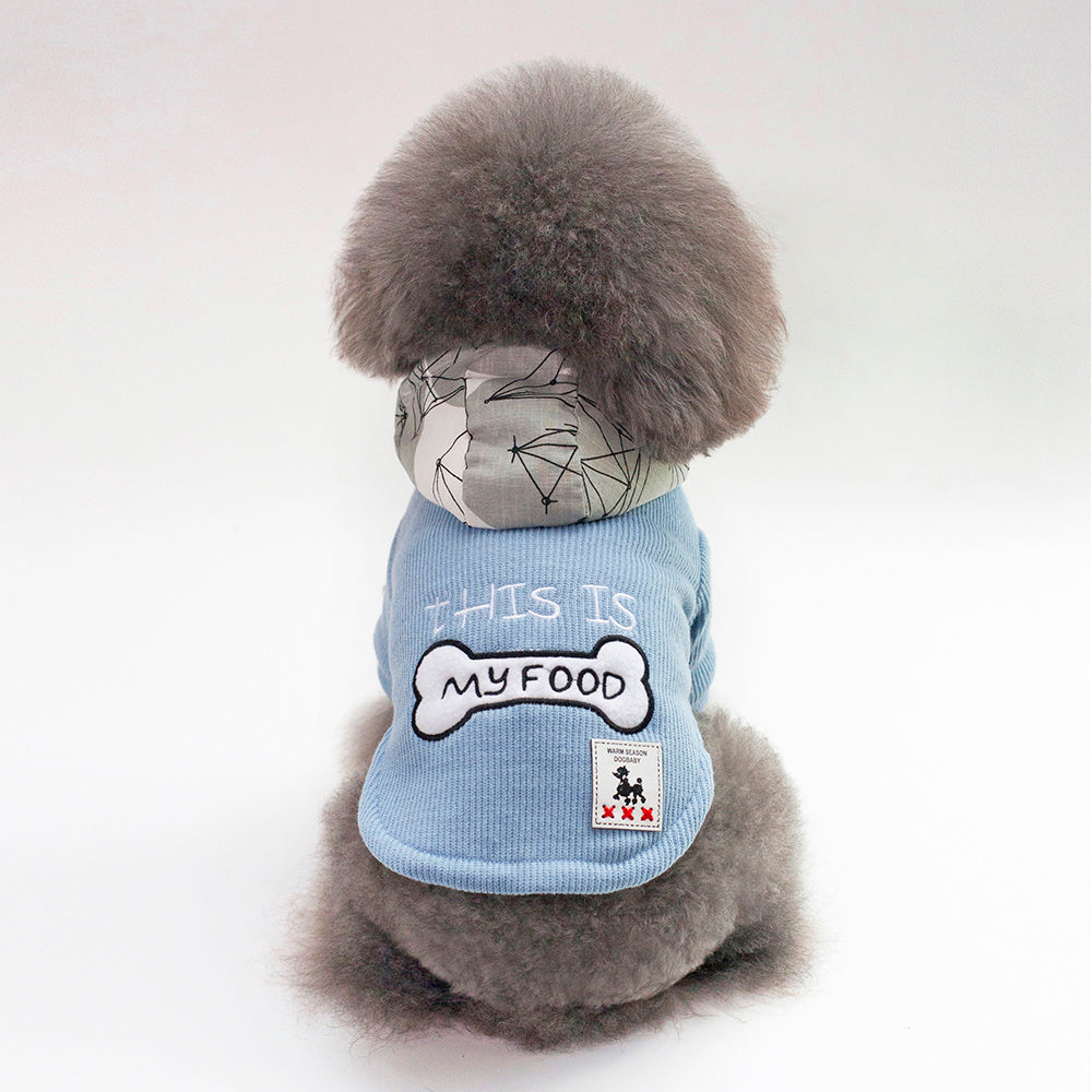 "This is My Food" Warm Hooded Coat - Dog - (Blue, Wine Red) - (S-XXL)