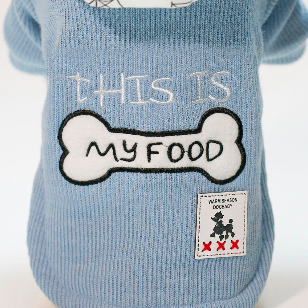 "This is My Food" Warm Hooded Coat - Dog - (Blue, Wine Red) - (S-XXL)