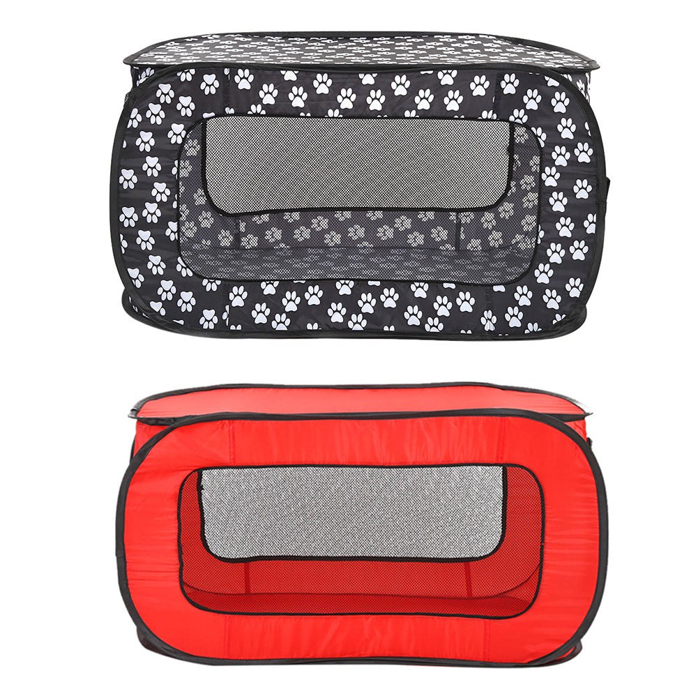 Pet Enclosure and Playpen - Dog -  (S - M Pet) - (Collapsible) - (Indoor/Outdoor) - (Black, Red)