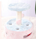Small Multi-Functional Cat Tree with Lower Condo, Scratching Post, Jumping Platform, Plush Top Perch, Dangled Toys - (White, Pink) - (Super Comfort)