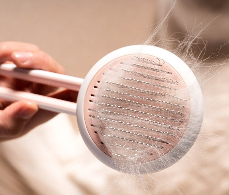 Push Button Grooming Brush  -  Dog Cat  - (Auto- Massage) - (Hair Remover)
