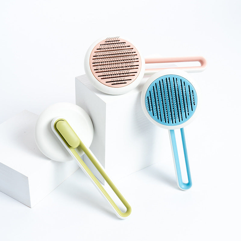Push Button Grooming Brush  -  Dog Cat  - (Auto- Massage) - (Hair Remover)