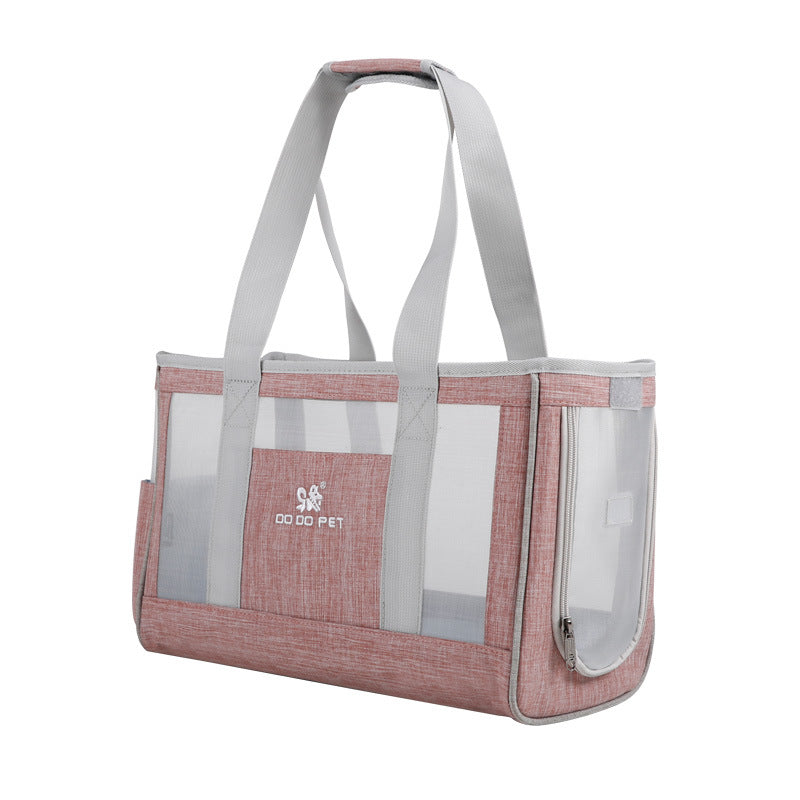 Portable Pet Travel Bag - Dog Cat - 3 Color Options) - (S,L) - (Panoramic Mesh Windows)