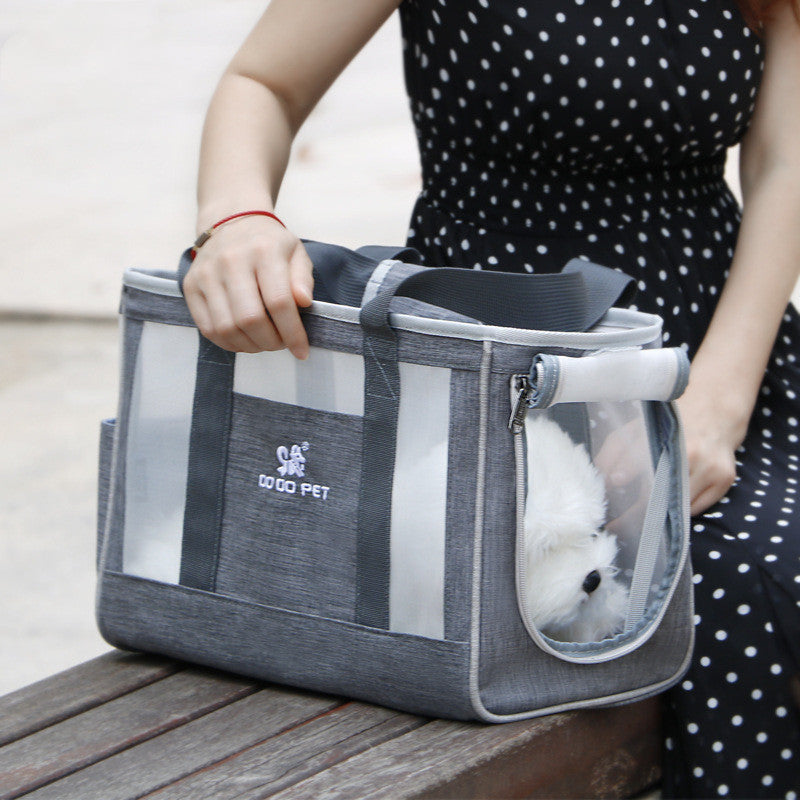 Portable Pet Travel Bag - Dog Cat - 3 Color Options) - (S,L) - (Panoramic Mesh Windows)