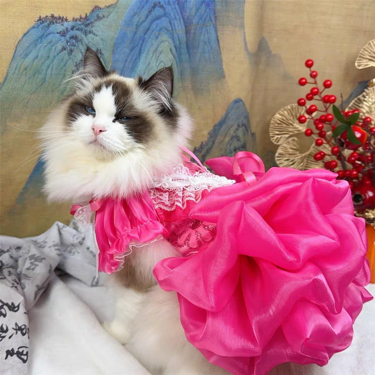Elegant Lace Party Dress - Dog - (XS-XL) and Customizable - (Hot Pink) - (While Supplies Last)