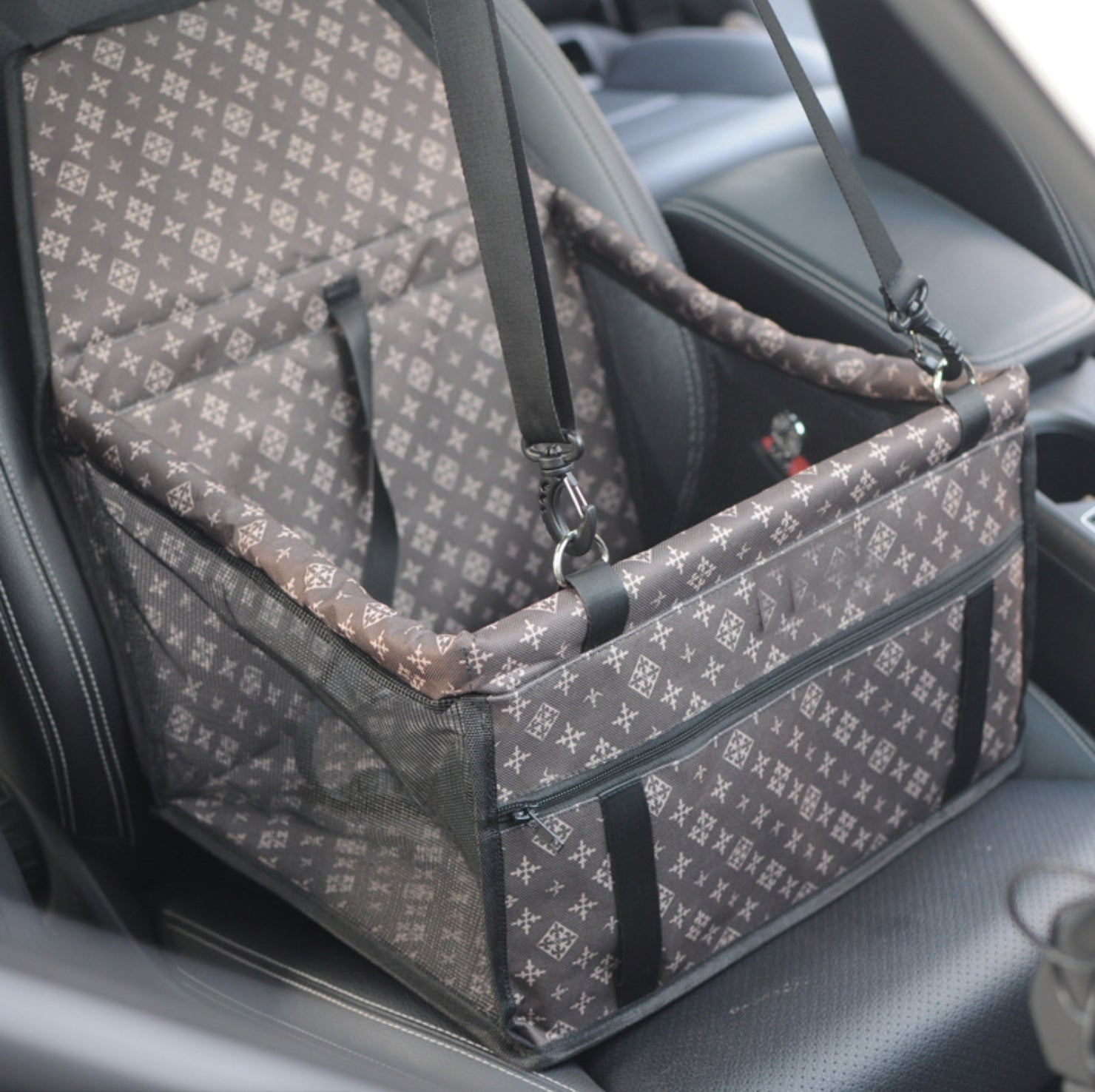 Secure Pet Carrier Car Seat - Dog Cat - (Waterproof) - (7 Color Options) _ (Solid or Prints)
