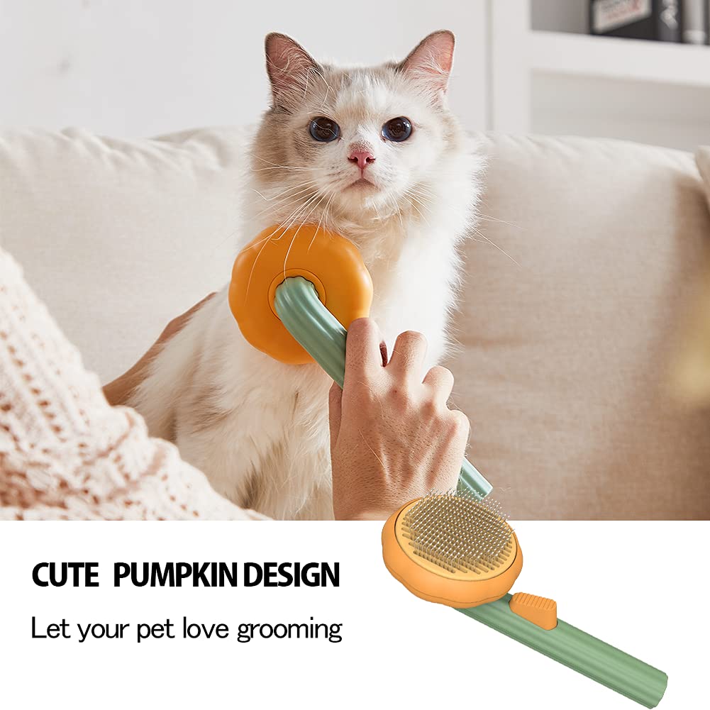 Grooming Brush - Dog Cat - (Pumpkin Slicker) - (Anti-Slip Handle) - (7.7 * 3.3 in) - (Long/Short Haired)