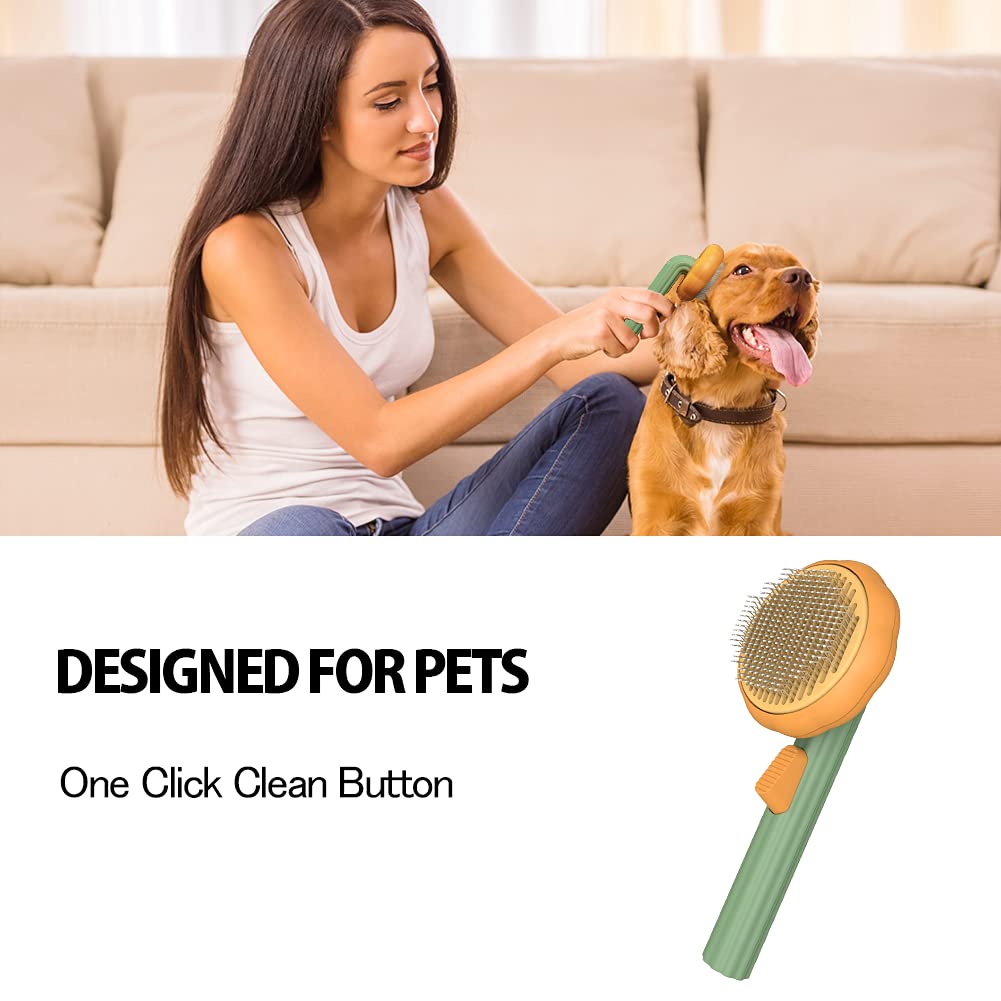 Grooming Brush - Dog Cat - (Pumpkin Slicker) - (Anti-Slip Handle) - (7.7 * 3.3 in) - (Long/Short Haired)