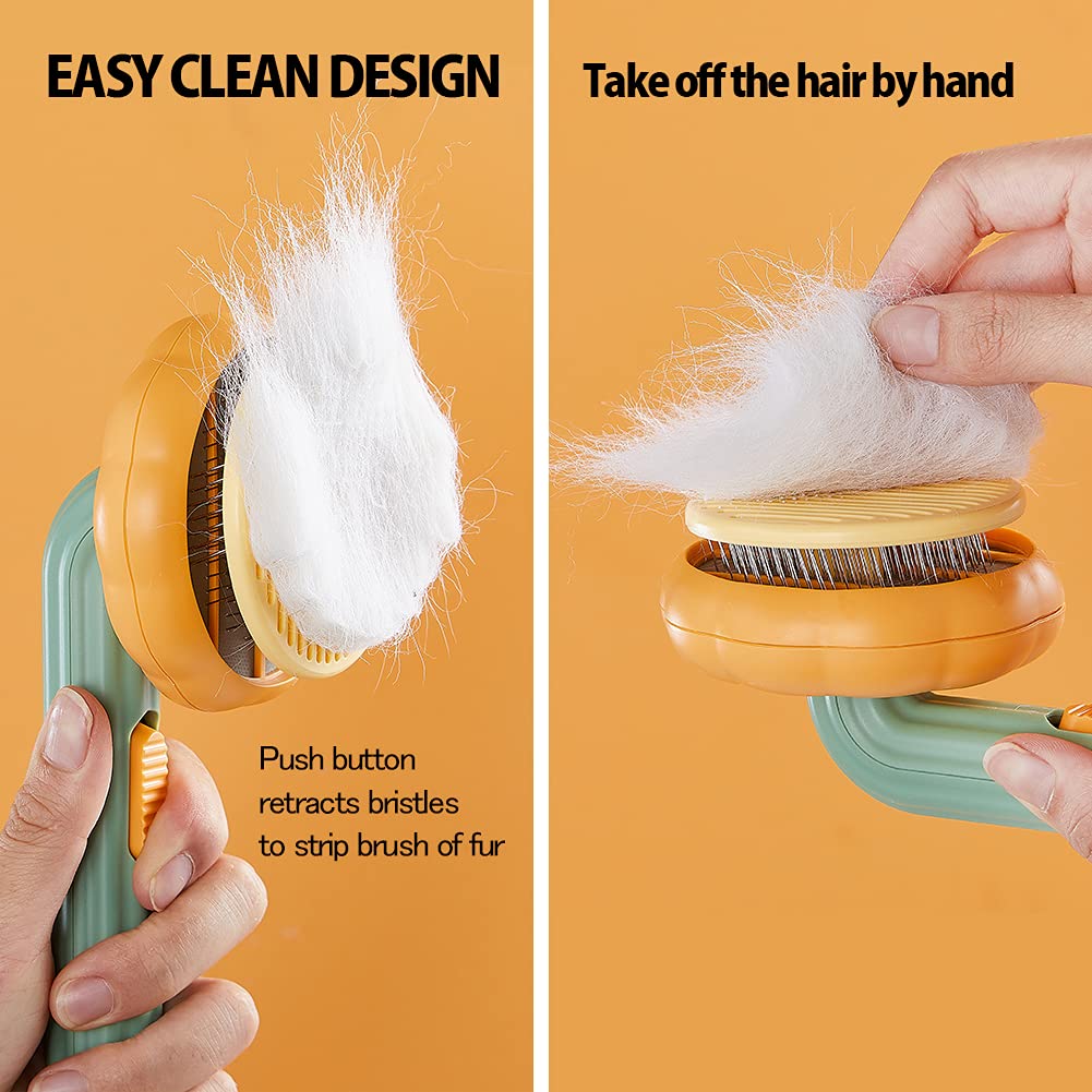 Grooming Brush - Dog Cat - (Pumpkin Slicker) - (Anti-Slip Handle) - (7.7 * 3.3 in) - (Long/Short Haired)
