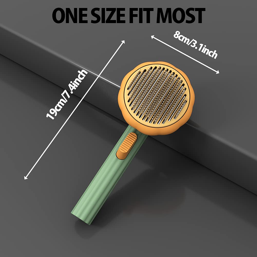 Grooming Brush - Dog Cat - (Pumpkin Slicker) - (Anti-Slip Handle) - (7.7 * 3.3 in) - (Long/Short Haired)