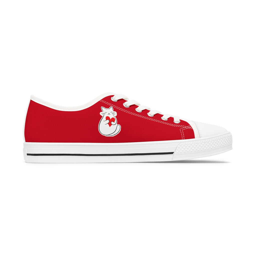 Valentine Cat Low-Top Sneakers - (Red & White) - Ladies - (9 Sizes)  (While Supplies Last)